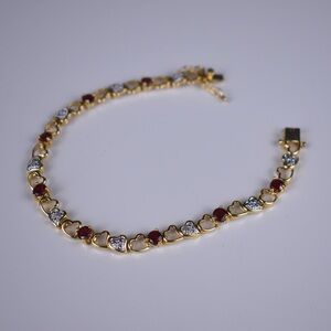 Sterling Silver 925 Garnet Heart tennis bracelet